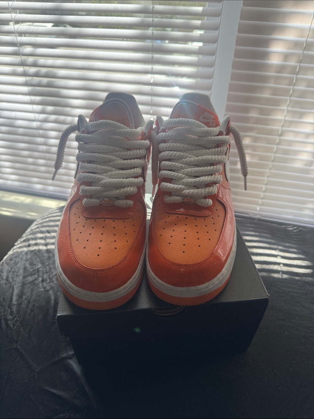 Nike Kids Orange and White Low-Top Sneakers